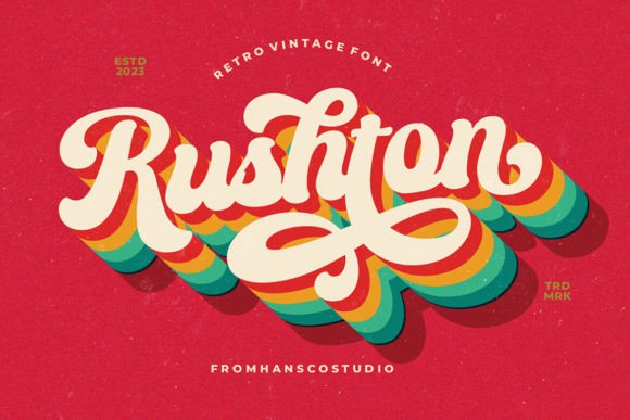 Rushton: A Retro-Vintage Font with Modern Flexibility for Creative Projects